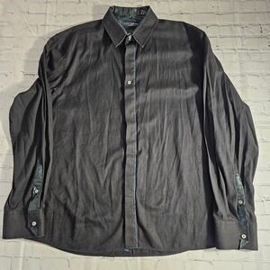 SCOTT WEILAND THE COLLECTION Mens Black Geometric Pattern Button Down Shirt XXXL